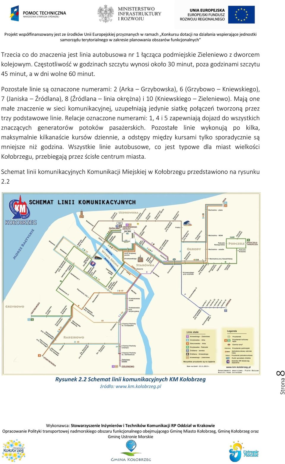 Pozostałe linie są oznaczone numerami: 2 (Arka Grzybowska), 6 (Grzybowo Kniewskiego), 7 (Janiska Źródlana), 8 (Źródlana linia okrężna) i 10 (Kniewskiego Zieleniewo).