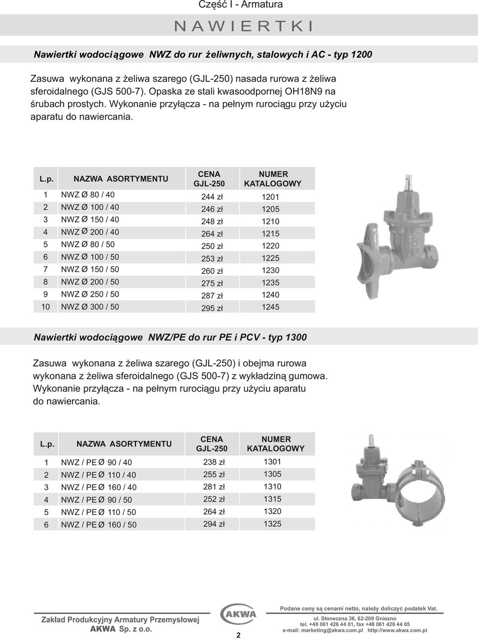 40 4 NWZ 200 / 40 5 NWZ 80 / 50 6 NWZ 100 / 50 7 NWZ 150 / 50 8 NWZ 200 / 50 9 NWZ 250 / 50 10 NWZ 300 / 50 GJL250 244 zł 246 zł 248 zł 264 zł 250 zł 253 zł 260 zł 275 zł 287 zł 295 zł NUMER