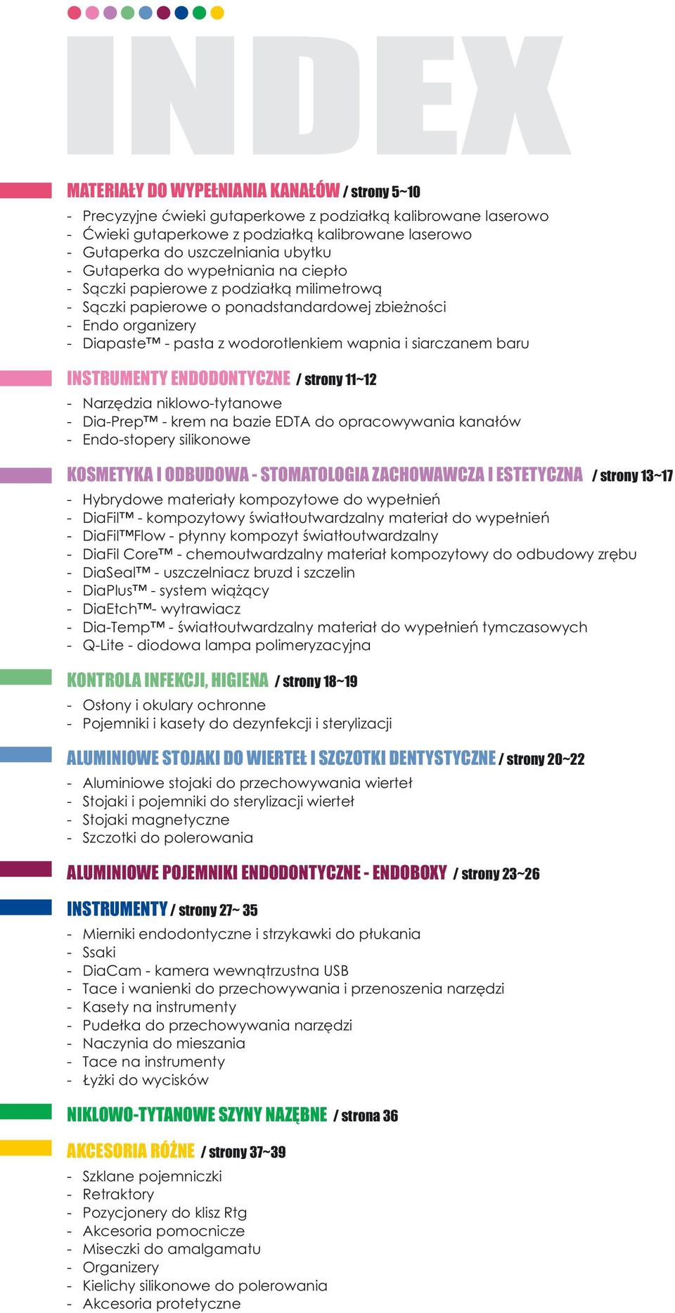 baru INSTRUMENTY ENDODONTYCZNE / strony 11~12 Narzędzia niklowotytanowe DiaPrep krem na bazie EDTA do opracowywania kanałów Endostopery silikonowe KOSMETYKA I ODBUDOWA STOMATOLOGIA ZACHOWAWCZA I