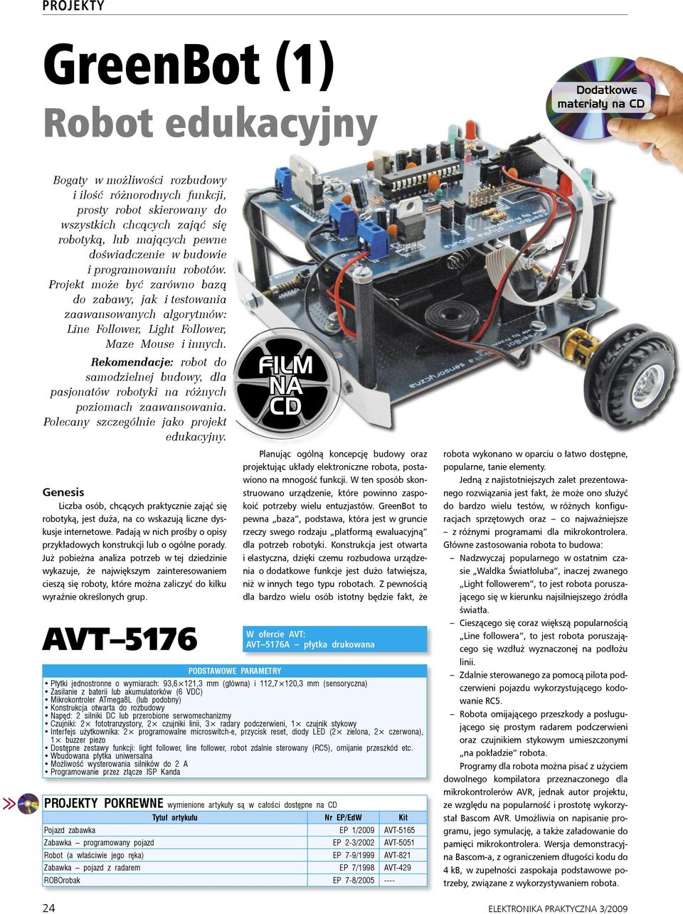 Rekomendacje: robot do samodzielnej budowy, dla pasjonatów robotyki na różnych poziomach zaawansowania. Polecany szczególnie jako projekt edukacyjny.