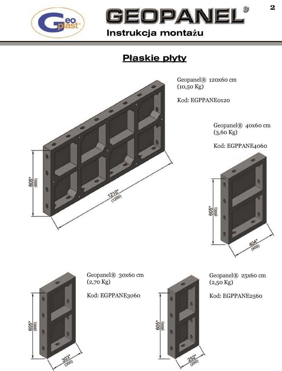 Kod: EGPPANE4060 Geopanel x60 cm (2,70 Kg) Kod: