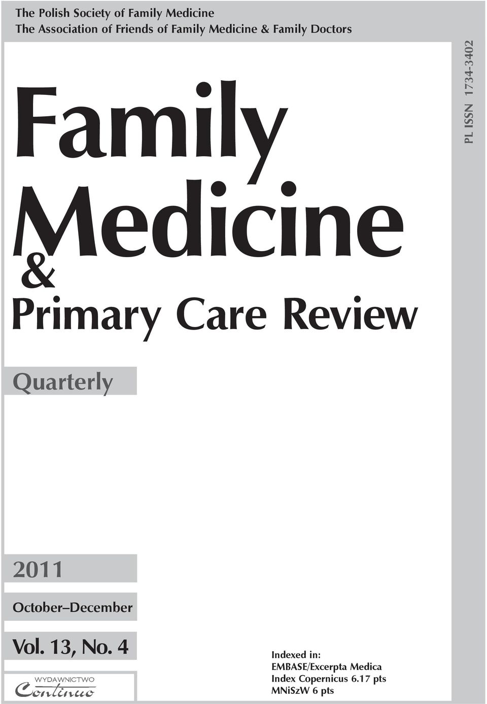 Primary Care Review Quarterly 2011 October December Vol. 13, No.