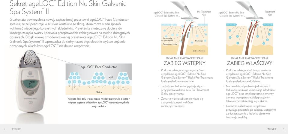 Dzięki nowej, zmodernizowanej przystawce ageloc Edition Nu Skin Galvanic Spa System II wprowadza do skóry nawet pięciokrotnie wyższe stężenie pożądanych składników ageloc niż dawne urządzenie.