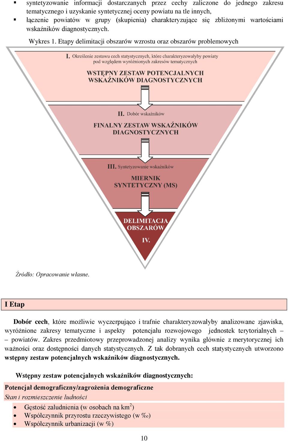 I Etap Dobór cech, które możliwie wyczerpująco i trafnie charakteryzowałyby analizowane zjawiska, wyróżnione zakresy tematyczne i aspekty potencjału rozwojowego jednostek terytorialnych powiatów.