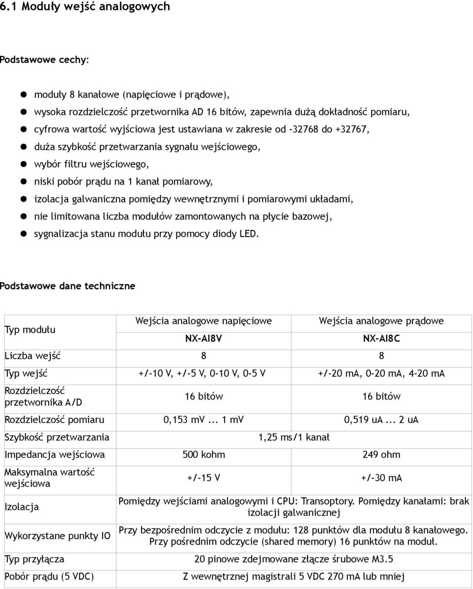 pomiarowymi układami, nie limitowana liczba modułów zamontowanych na płycie bazowej, sygnalizacja stanu modułu przy pomocy diody LED.