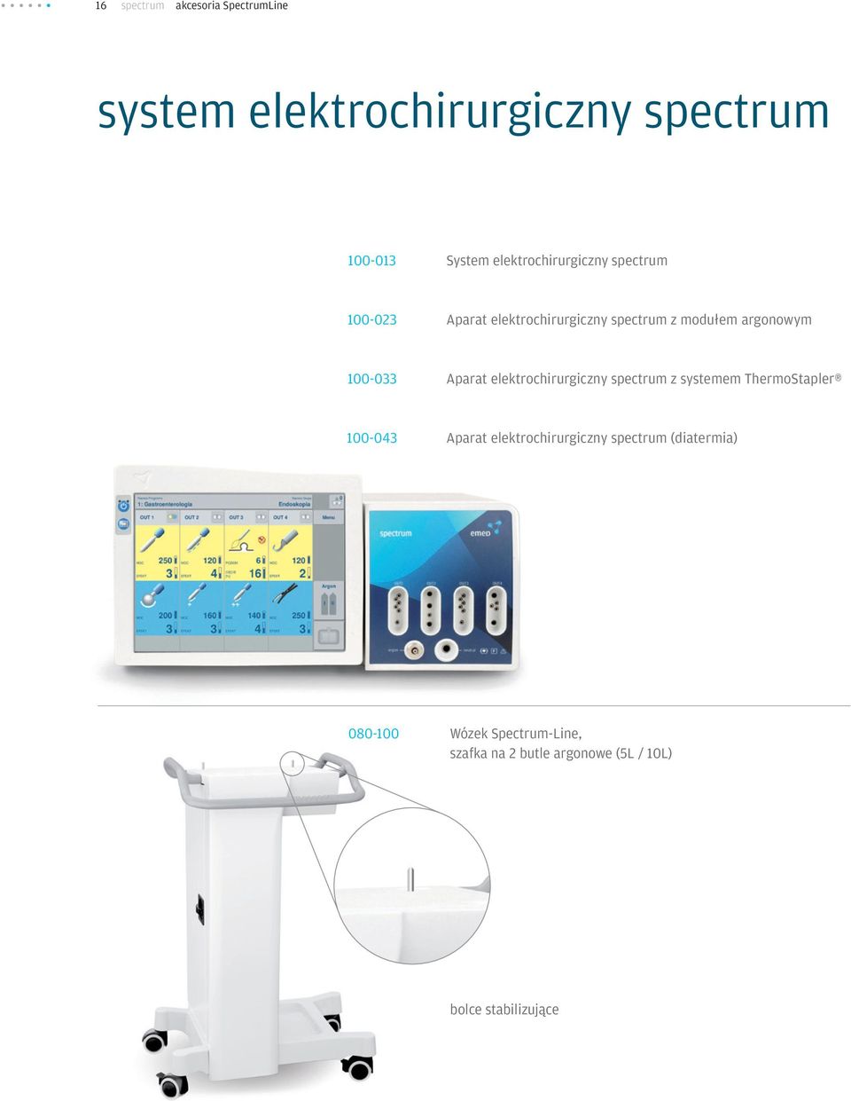 100-033 Aparat elektrochirurgiczny spectrum z systemem ThermoStapler 100-043 Aparat