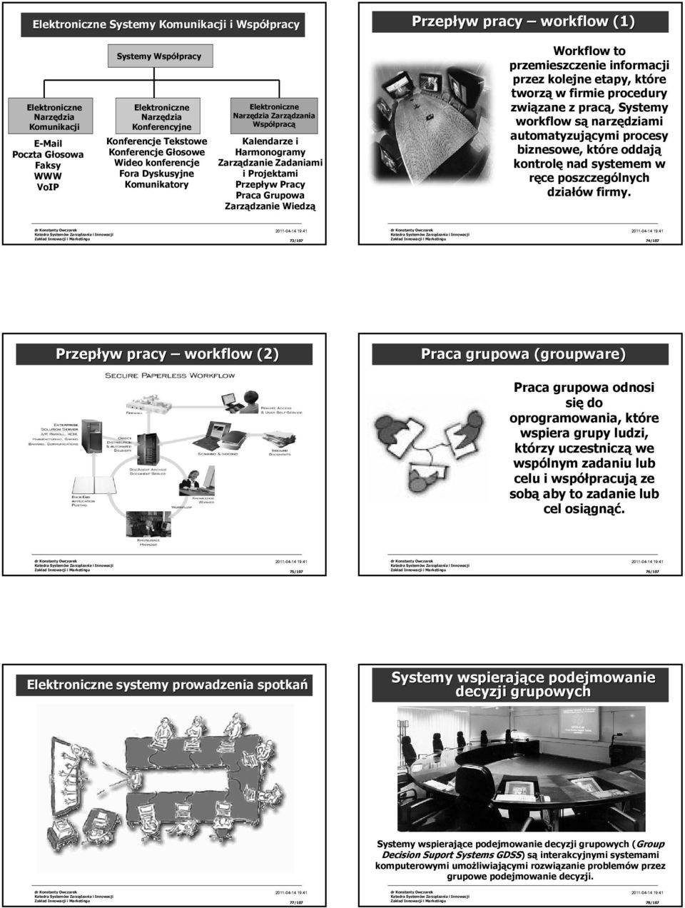 Przepływ Pracy Praca Grupowa Zarządzanie Wiedzą Workflow to przemieszczenie informacji przez kolejne etapy, które tworzą w firmie procedury związane z pracą, workflow są narzędziami automatyzującymi