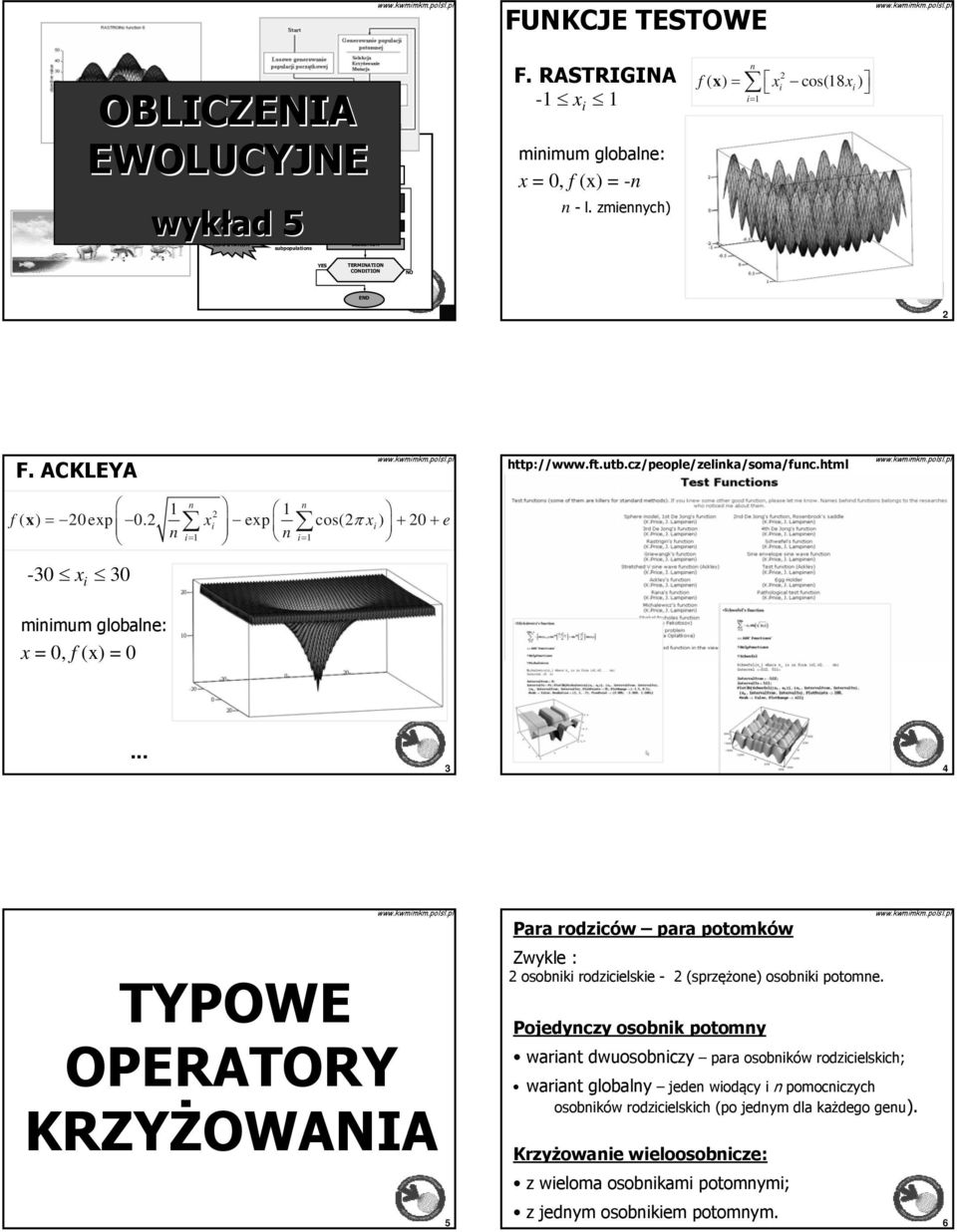 zmennych) n 2 ( x) = co(8 ) = f x x ES TERMINATION CONDITION NO END 2 F. ACKLEA http://www.ft.utb.cz www.ft.utb.cz/people/zelnka/oma/func.html n n 2 f ( x) = 20exp 0.