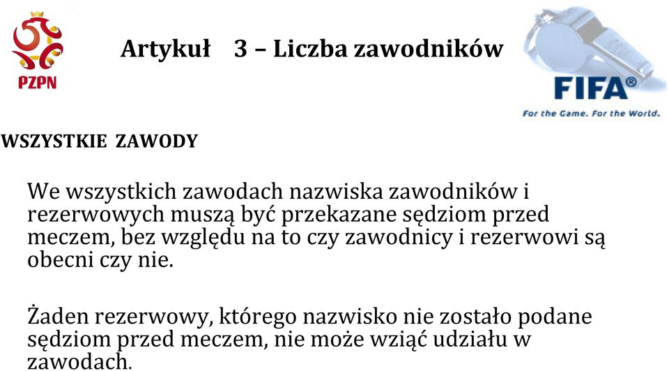 na to czy zawodnicy i rezerwowi są obecni czy nie.