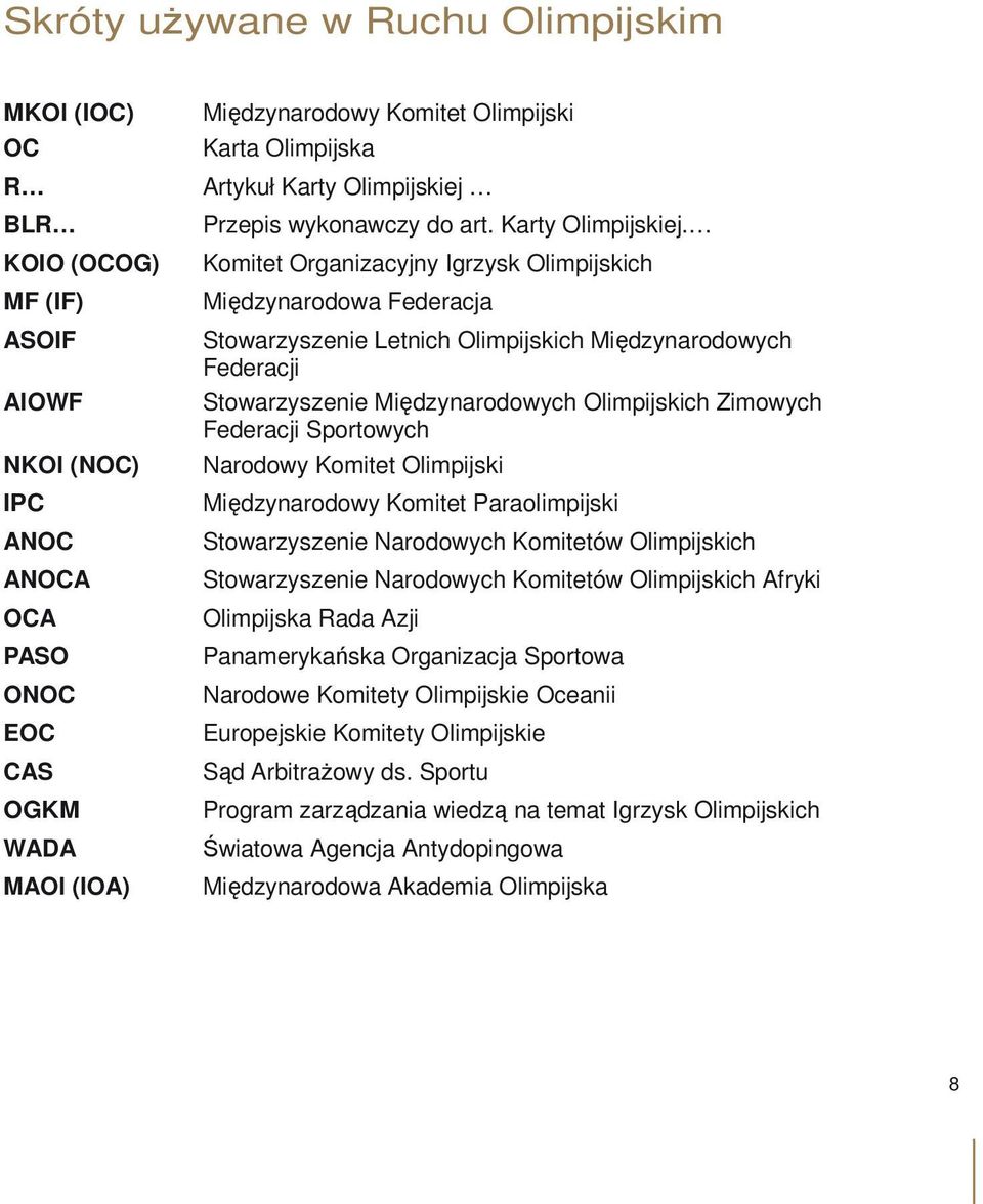 Przepis wykonawczy do art. Karty Olimpijskiej.