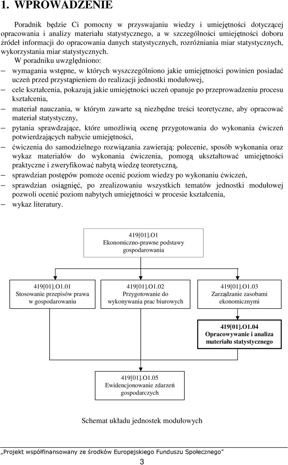 W poradiku uwzględioo: wymagaia wstępe, w których wyszczególioo jakie umiejętości powiie posiadać uczeń przed przystąpieiem do realizacji jedostki modułowej, cele kształceia, pokazują jakie