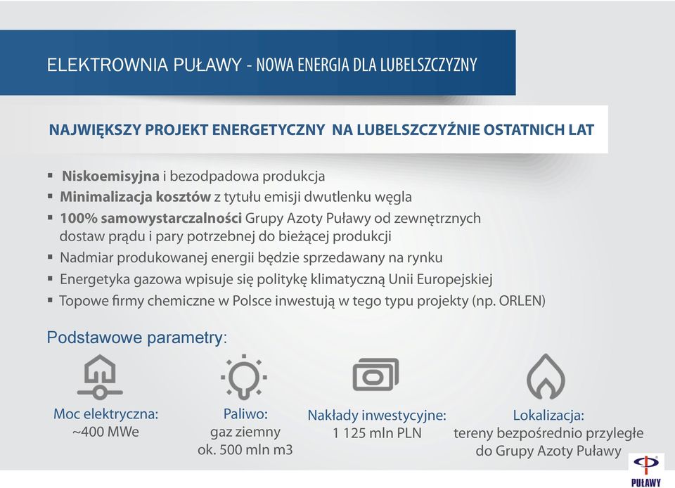 będzie sprzedawany na rynku Energetyka gazowa wpisuje się politykę klimatyczną Unii Europejskiej Topowe firmy chemiczne w Polsce inwestują w tego typu projekty (np.