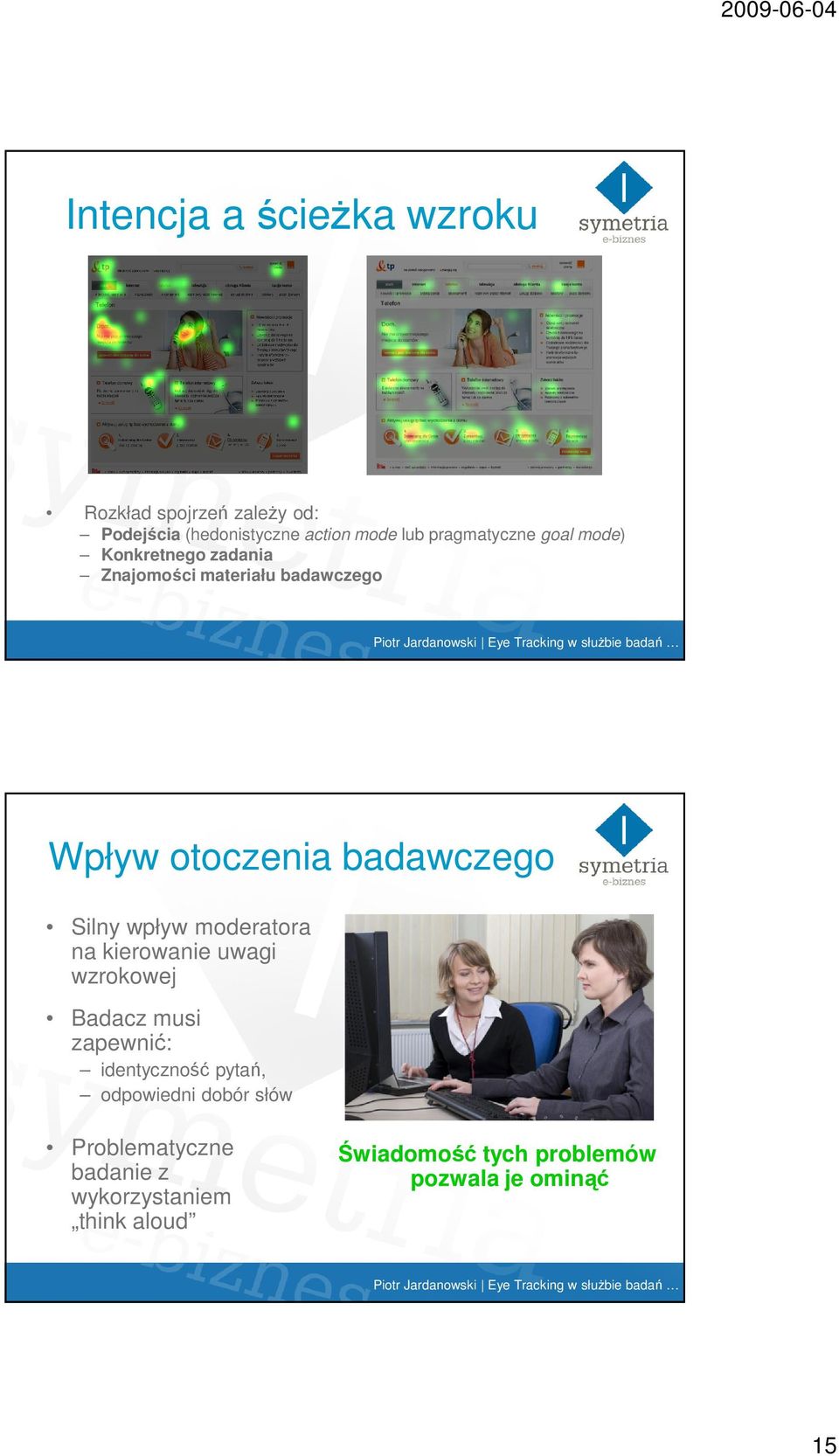 Silny wpływ moderatora na kierowanie uwagi wzrokowej Badacz musi zapewnić: identyczność pytań,