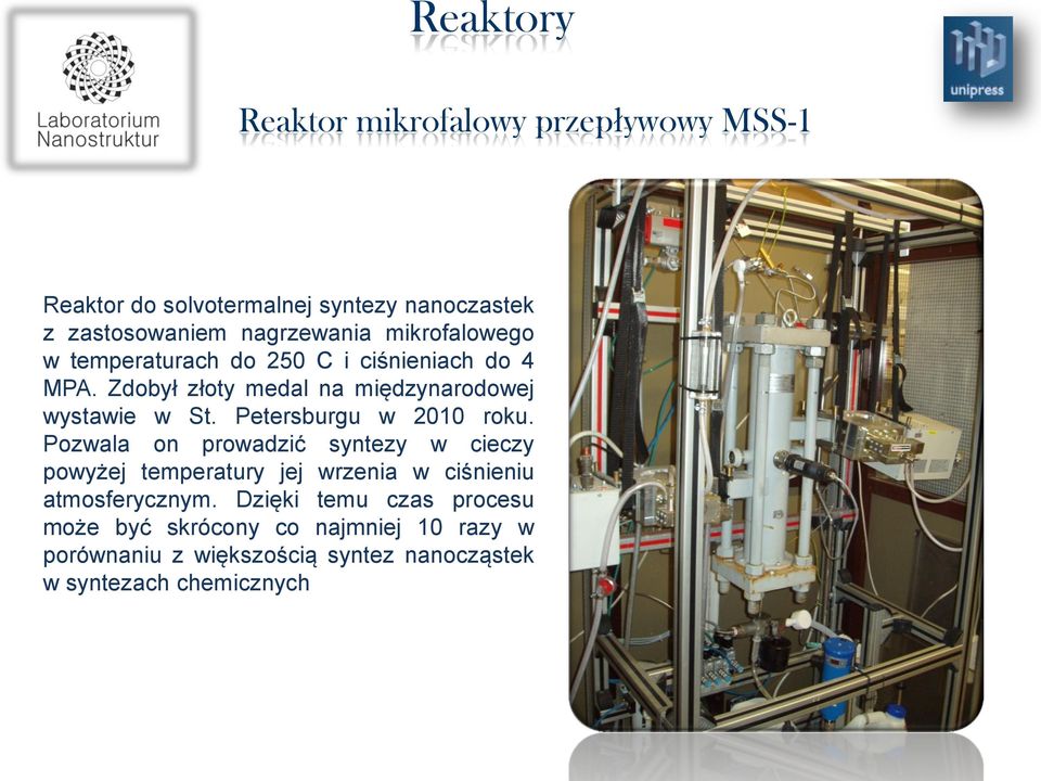 Petersburgu w 2010 roku. Pozwala on prowadzić syntezy w cieczy powyżej temperatury jej wrzenia w ciśnieniu atmosferycznym.