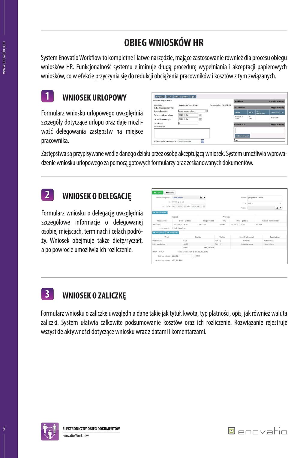 WNIOSEK URLOPOWY Formularz wniosku urlopowego uwzględnia szczegóły dotyczące urlopu oraz daje możliwość delegowania zastępstw na miejsce pracownika.