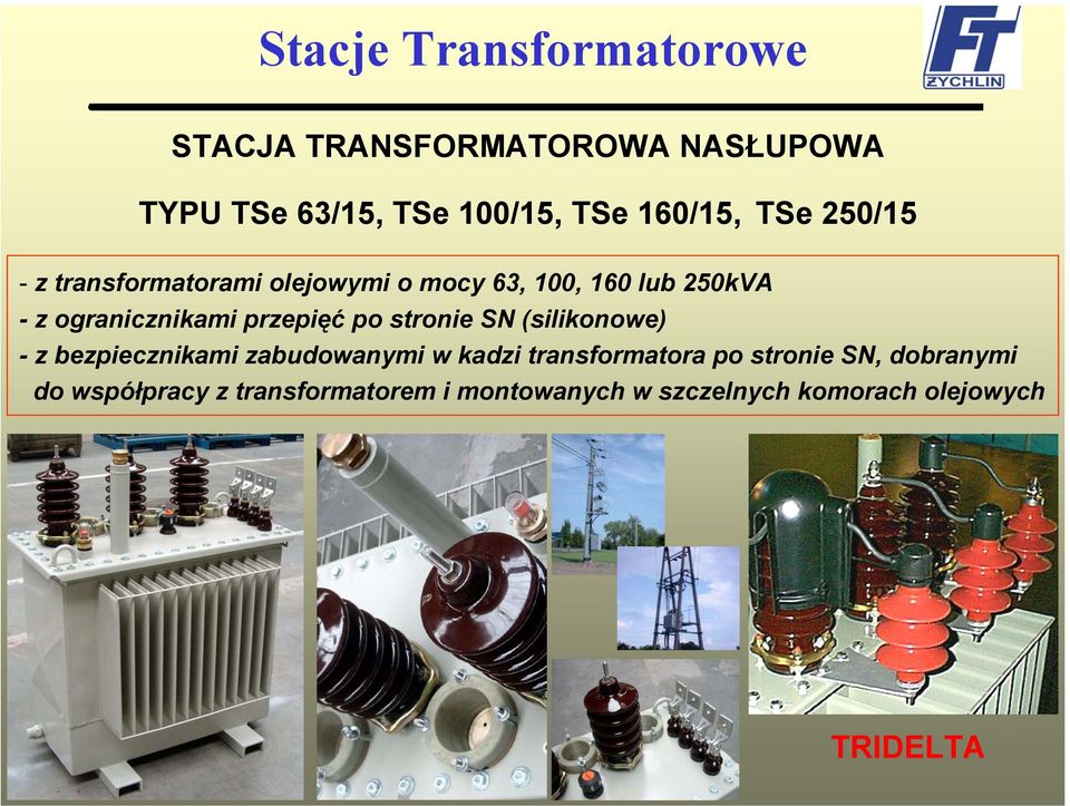 przepięć po stronie SN (silikonowe) - z bezpiecznikami zabudowanymi w kadzi transformatora po