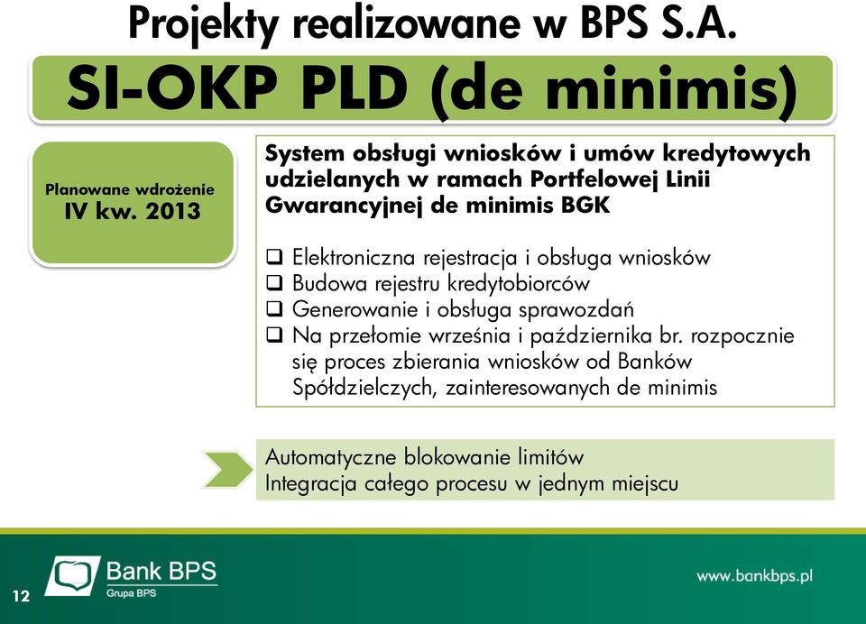 Elektroniczna rejestracja i obsługa wniosków Budowa rejestru kredytobiorców Generowanie i obsługa sprawozdań Na