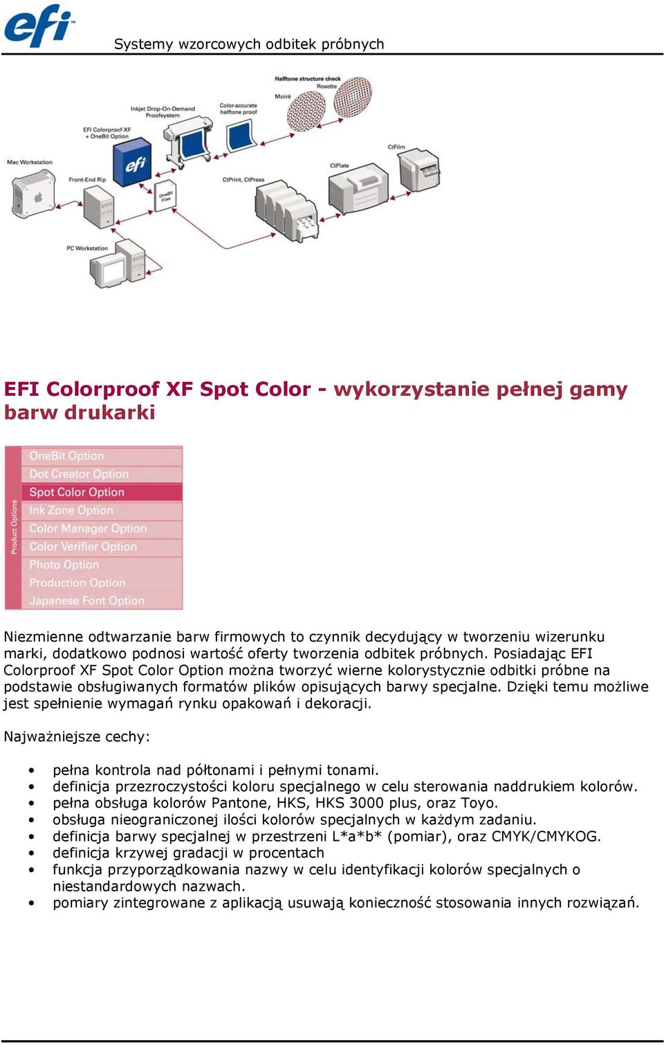 Dzięki temu możliwe jest spełnienie wymagań rynku opakowań i dekoracji. Najważniejsze cechy: pełna kontrola nad półtonami i pełnymi tonami.