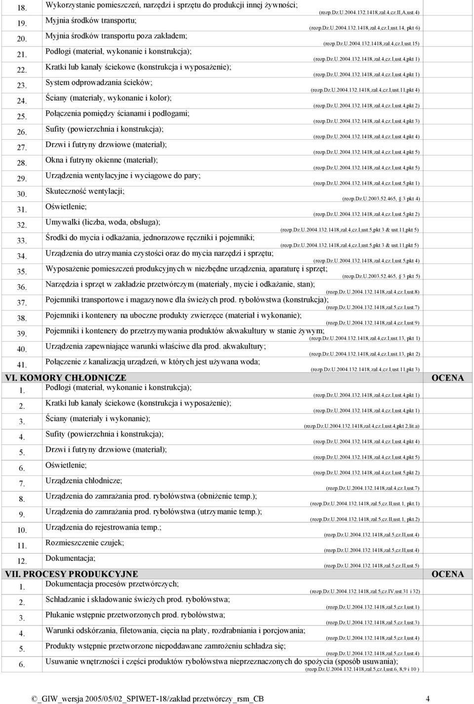 Połączenia pomiędzy ścianami i podłogami; 26. Sufity (powierzchnia i konstrukcja); 27. Drzwi i futryny drzwiowe (materiał); 28. Okna i futryny okienne (materiał); 29.