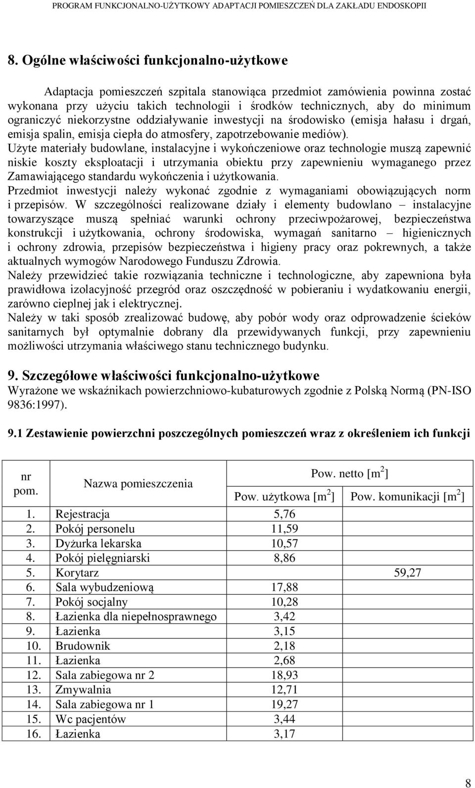 Użyte materiały budowlane, instalacyjne i wykończeniowe oraz technologie muszą zapewnić niskie koszty eksploatacji i utrzymania obiektu przy zapewnieniu wymaganego przez Zamawiającego standardu