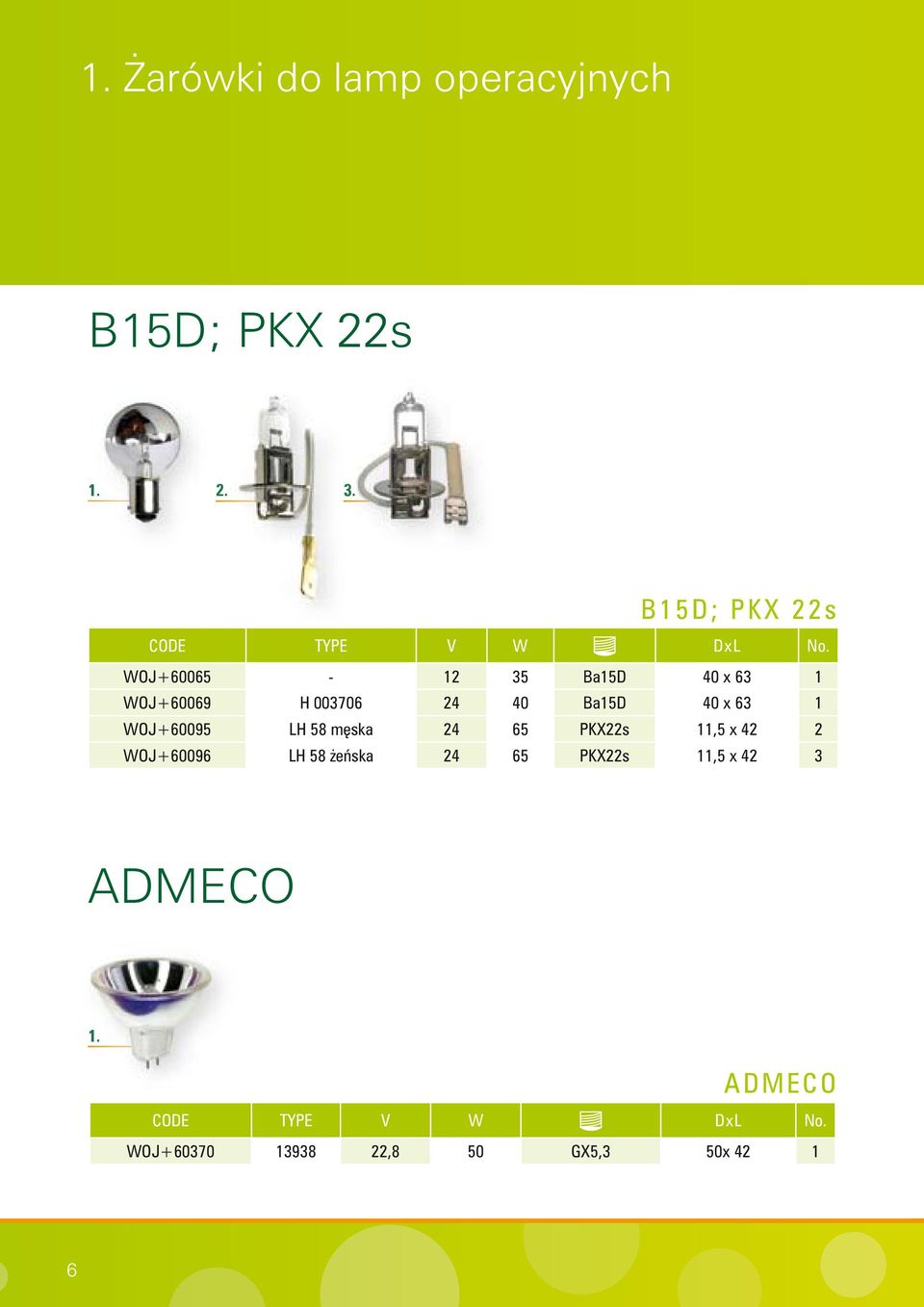 WOJ+60065-12 35 Ba15D 40 x 63 1 WOJ+60069 H 003706 24 40 Ba15D 40 x 63 1 WOJ+60095 LH