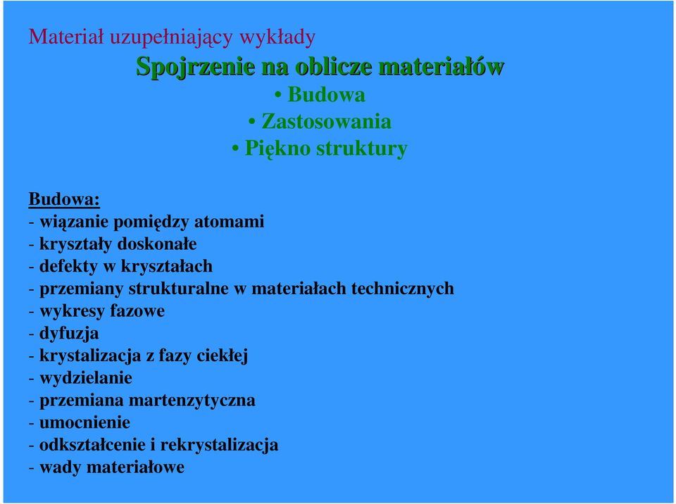 przemiany strukturalne w materiałach technicznych - wykresy fazowe - dyfuzja - krystalizacja z fazy