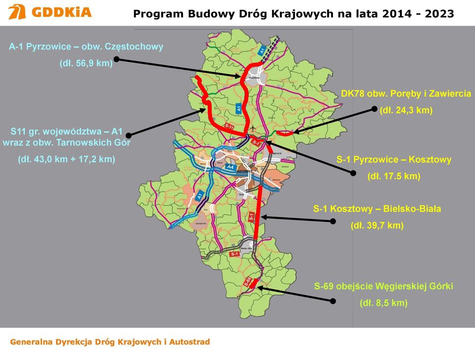 województwa A1 wraz z obw. Tarnowskich Gór (dł.