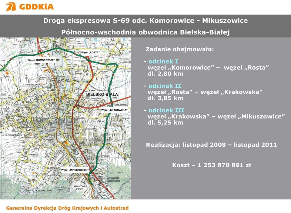 Węzeł KOMOROWICE - odcinek I węzeł Komorowice węzeł Rosta dł.