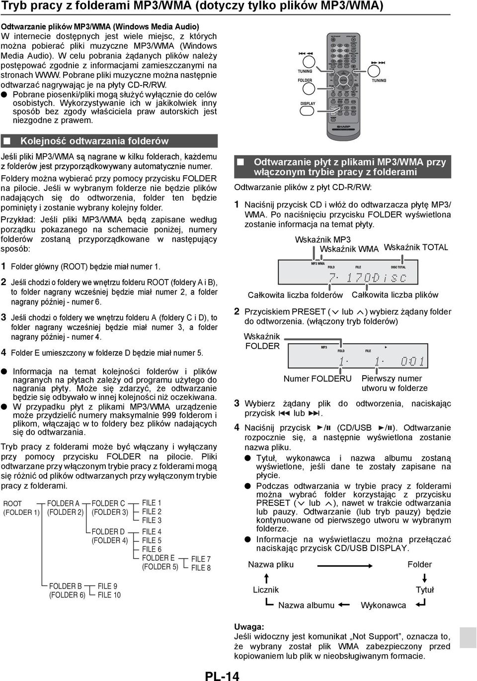 Pobrane pliki muzyczne można następnie odtwarzać nagrywając je na płyty CD-R/RW. Pobrane piosenki/pliki mogą służyć wyłącznie do celów osobistych.