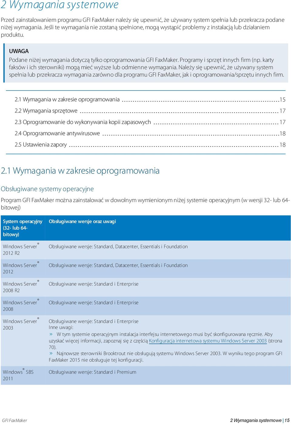 Programy i sprzęt innych firm (np. karty faksów i ich sterowniki) mogą mieć wyższe lub odmienne wymagania.