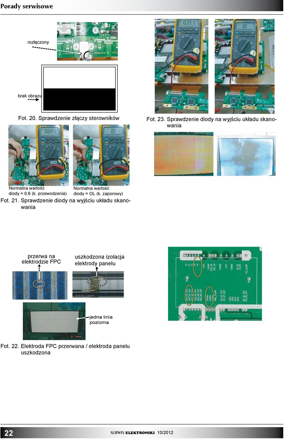 przewodzenia) Normalna wartość diody = OL (k. zaporowy) Fot. 21.