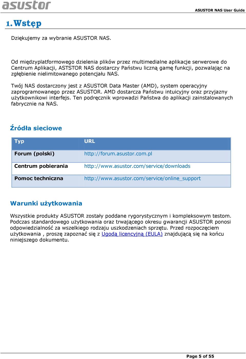 potencjału NAS. Twój NAS dostarczony jest z ASUSTOR Data Master (AMD), system operacyjny zaprogramowanego przez ASUSTOR. AMD dostarcza Państwu intuicyjny oraz przyjazny użytkownikowi interfejs.