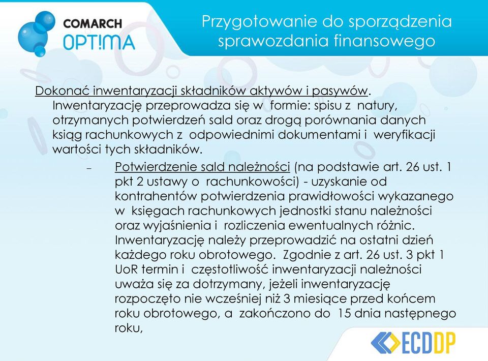 składników. Potwierdzenie sald należności (na podstawie art. 26 ust.