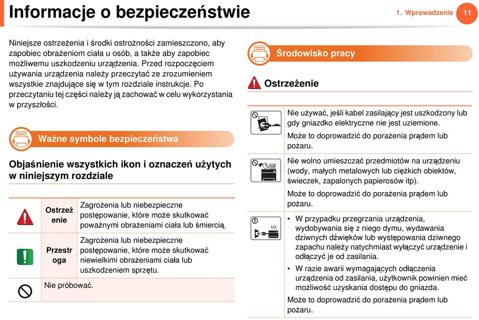 Po przeczytaniu tej części należy ją zachować w celu wykorzystania w przyszłości.