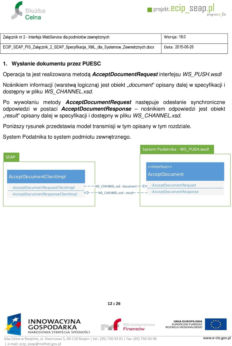 Po wywołaniu metody AcceptDocumentRequest następuje odesłanie synchroniczne odpowiedzi w postaci AcceptDocumentResponse nośnikiem odpowiedzi jest obiekt result opisany dalej w specyfikacji i dostępny