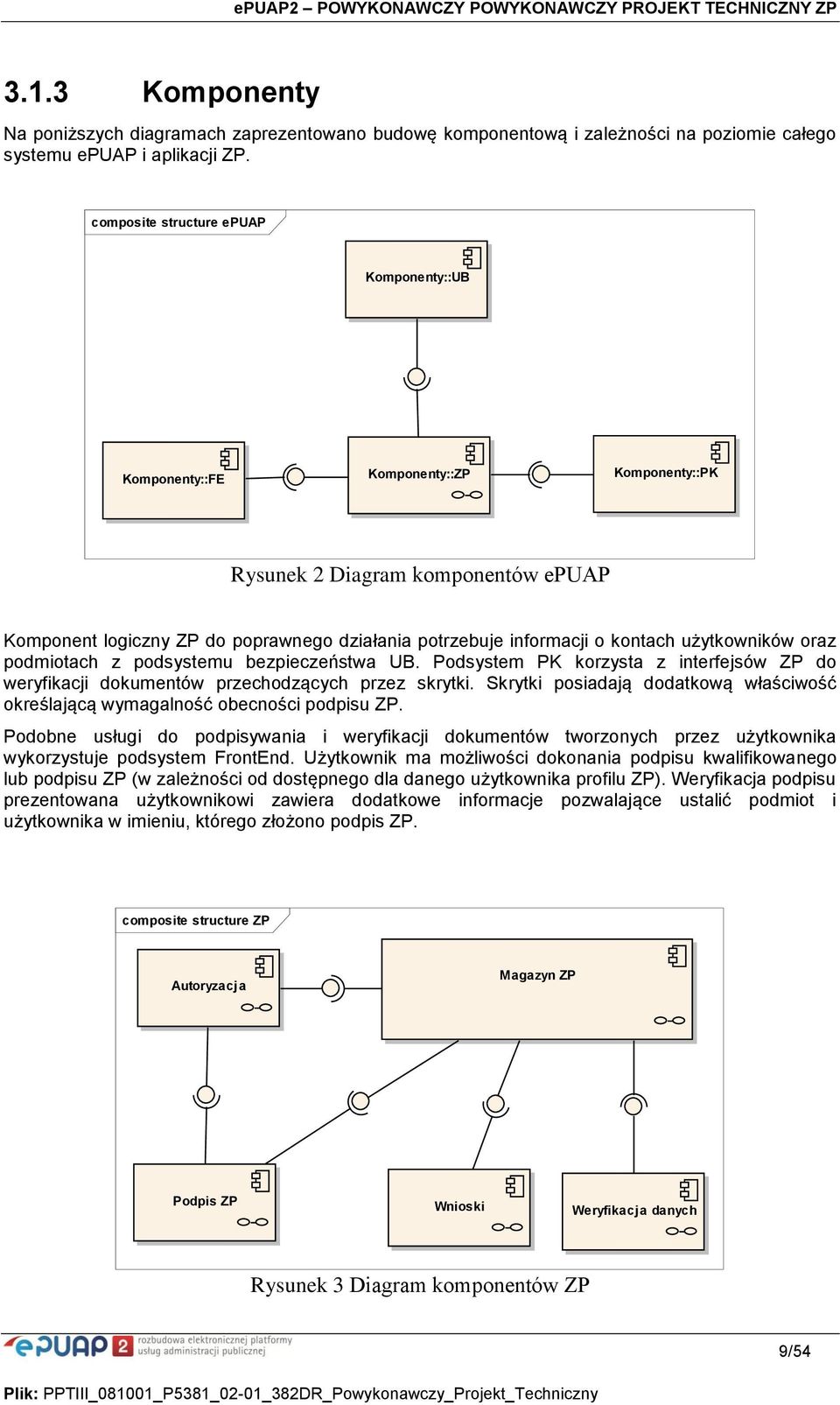 użytkowników oraz podmiotach z podsystemu bezpieczeństwa UB. Podsystem PK korzysta z interfejsów ZP do weryfikacji dokumentów przechodzących przez skrytki.