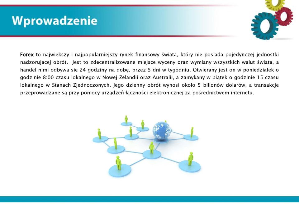 Otwierany jest on w poniedziałek o godzinie 8:00 czasu lokalnego w Nowej Zelandii oraz Australii, a zamykany w piątek o godzinie 15 czasu lokalnego w