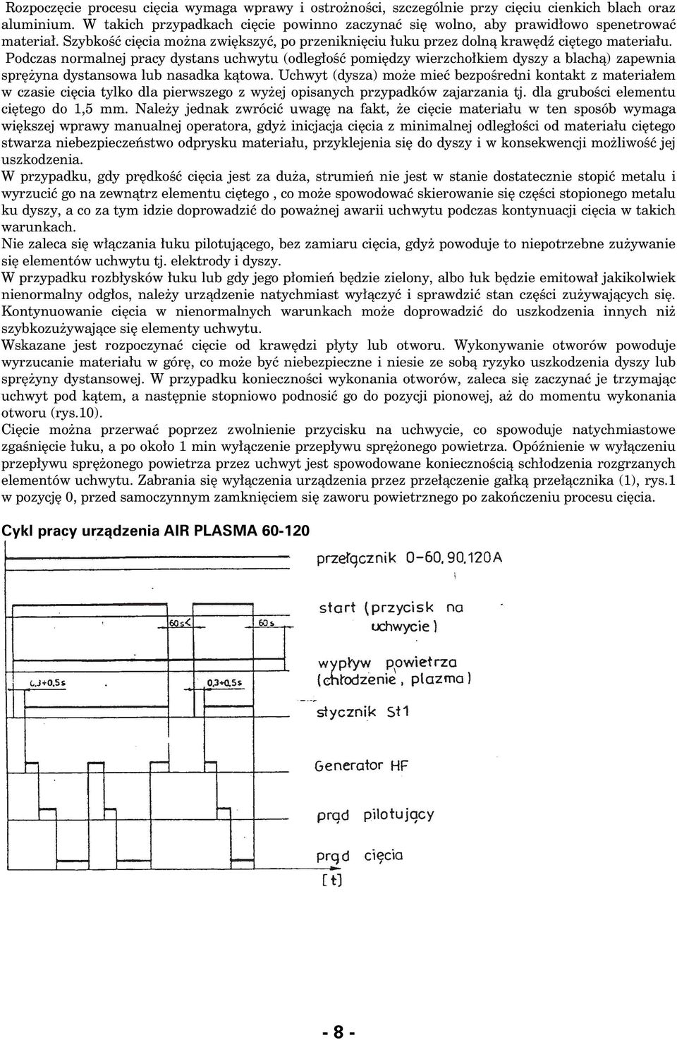 Podczas normalnej pracy dystans uchwytu (odleg³oœæ pomiêdzy wierzcho³kiem dyszy a blach¹) zapewnia sprê yna dystansowa lub nasadka k¹towa.