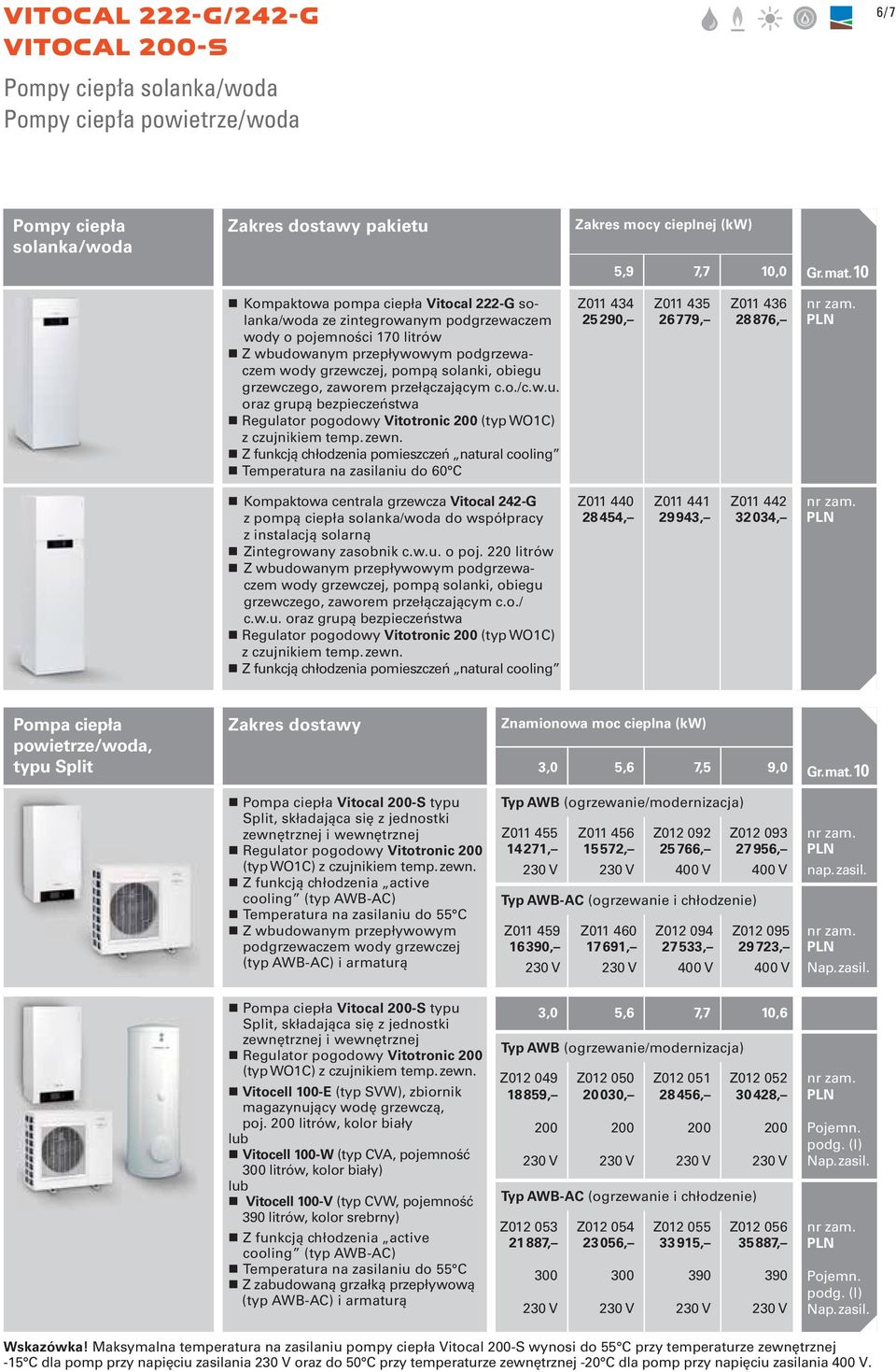 przełączającym c.o./c.w.u. oraz grupą bezpieczeństwa Regulator pogodowy Vitotronic 200 (typ O1C) z czujnikiem temp. zewn.