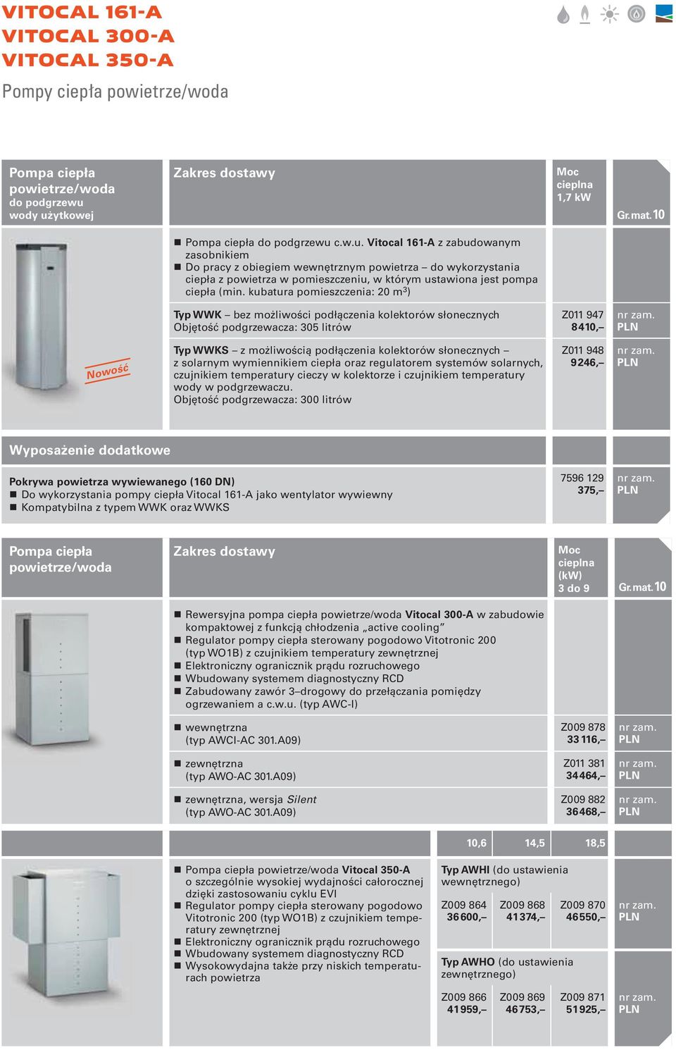 kubatura pomieszczenia: 20 m 3 ) Typ K bez możliwości podłączenia kolektorów słonecznych Objętość podgrzewacza: 305 litrów Z011 947 8 410, Typ KS z możliwością podłączenia kolektorów słonecznych z