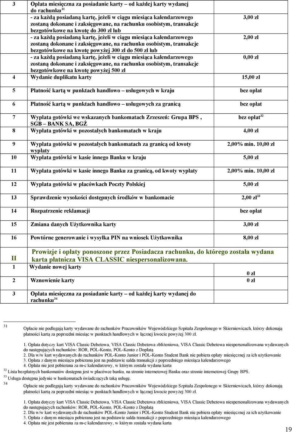 bezgotówkowe na kwotę powyżej 300 zł do 500 zł lub - za każdą posiadaną kartę, jeżeli w ciągu miesiąca kalendarzowego 0,00 zł zostaną dokonane i zaksięgowane, na rachunku osobistym, transakcje