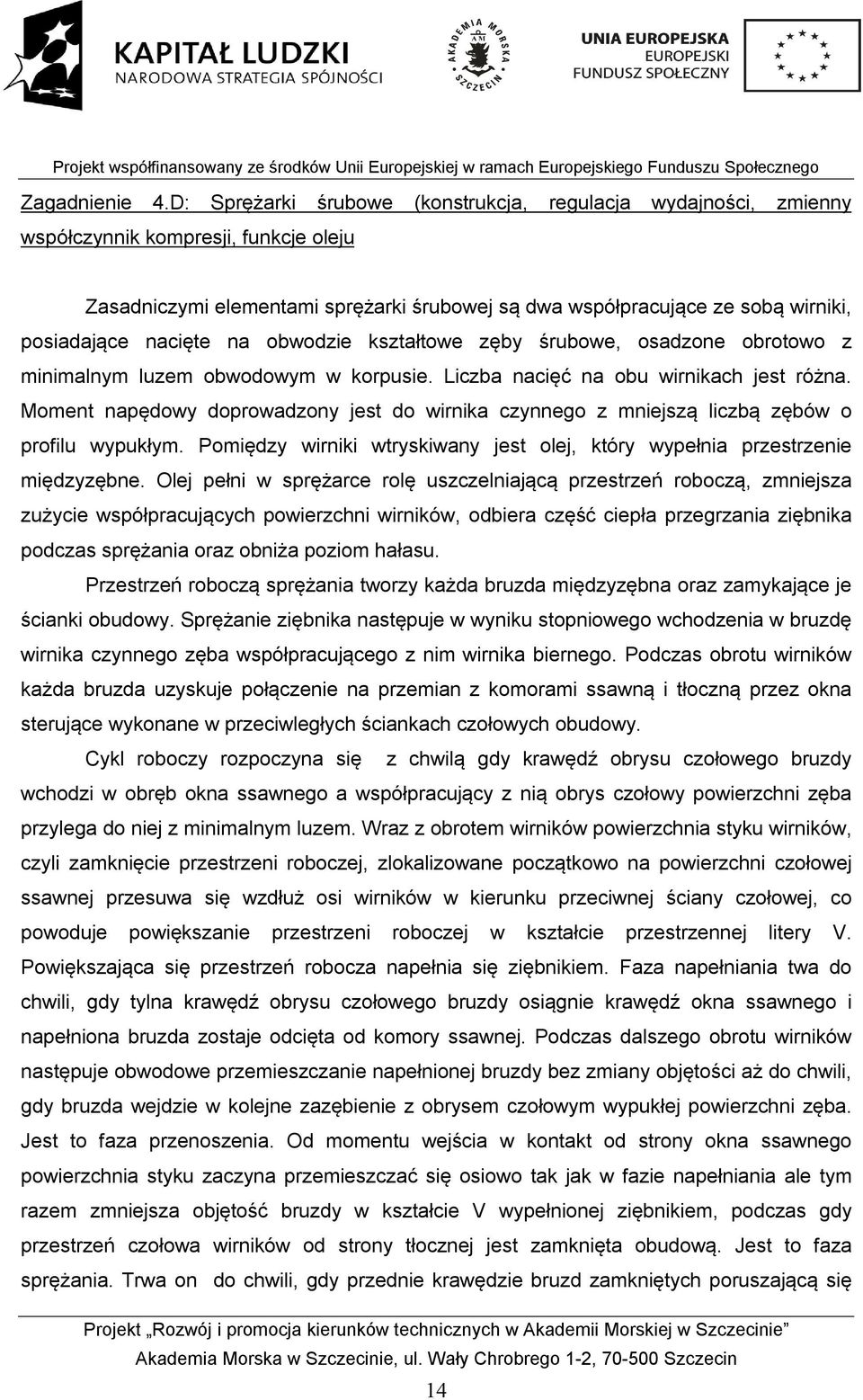 nacięte na obwodzie kształtowe zęby śrubowe, osadzone obrotowo z minimalnym luzem obwodowym w korpusie. Liczba nacięć na obu wirnikach jest różna.