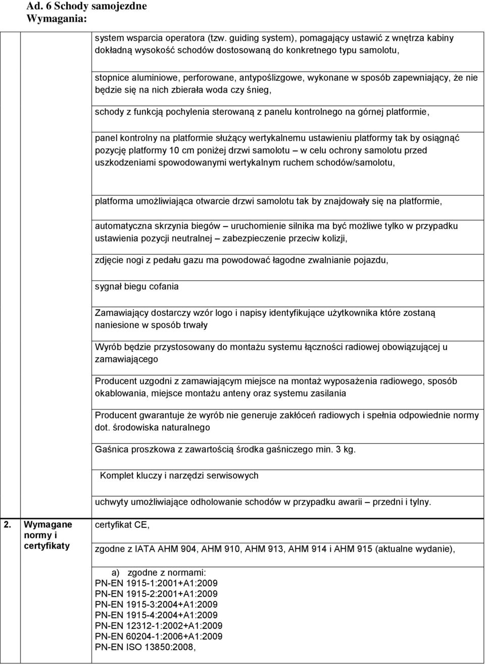 zapewniający, że nie będzie się na nich zbierała woda czy śnieg, schody z funkcją pochylenia sterowaną z panelu kontrolnego na górnej platformie, panel kontrolny na platformie służący wertykalnemu