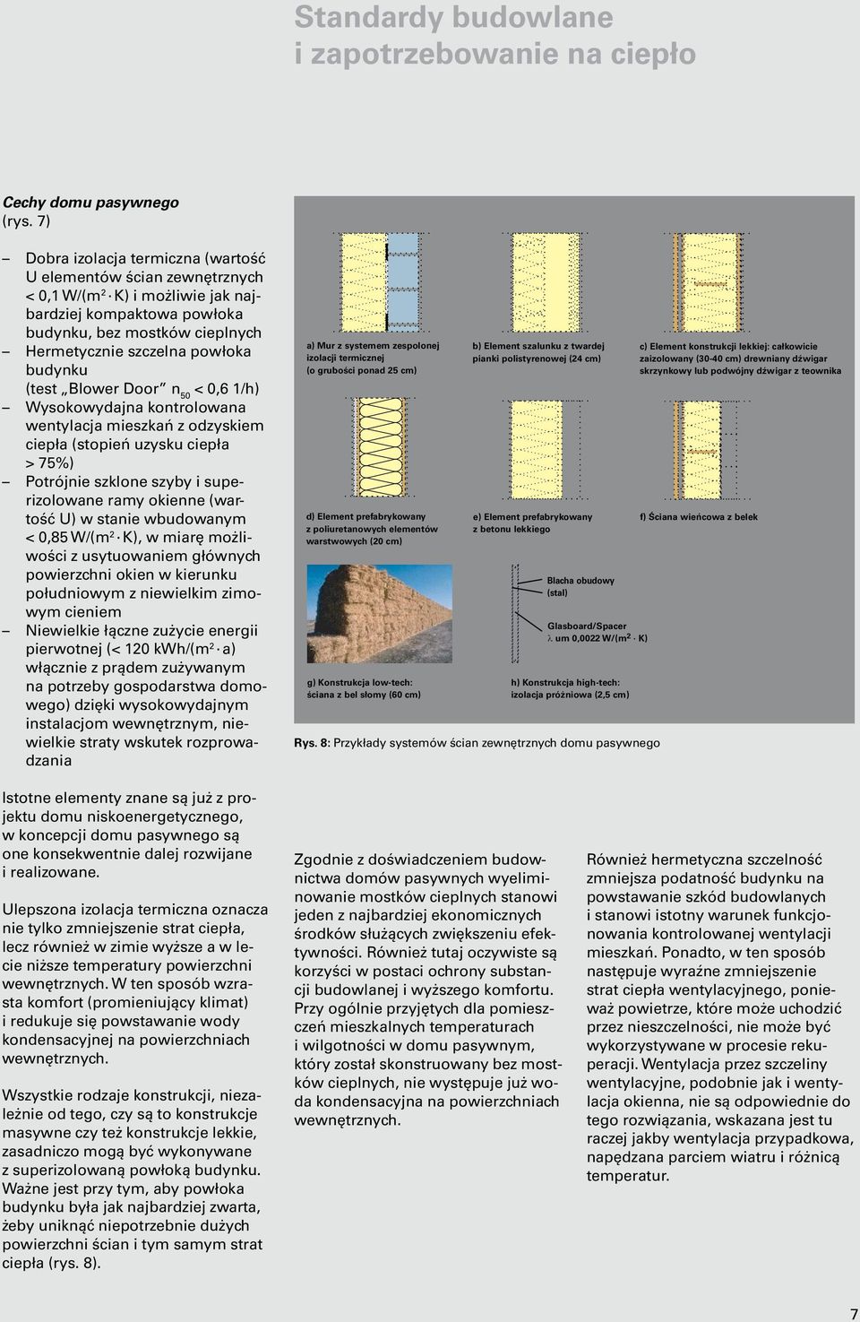(test Blower Door n 50 < 0,6 1/h) Wysokowydajna kontrolowana wentylacja mieszkań z odzyskiem ciepła (stopień uzysku ciepła > 75%) Potrójnie szklone szyby i superizolowane ramy okienne (wartość U) w