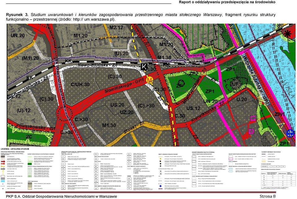 miasta stołecznego Warszawy, fragment rysunku struktury