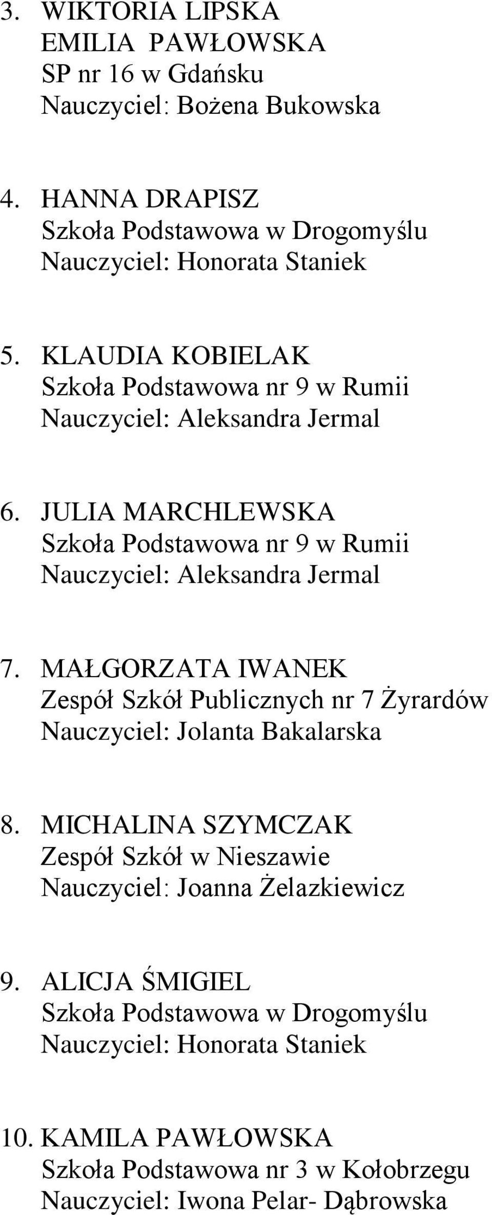 MAŁGORZATA IWANEK Zespół Szkół Publicznych nr 7 Żyrardów Nauczyciel: Jolanta Bakalarska 8.