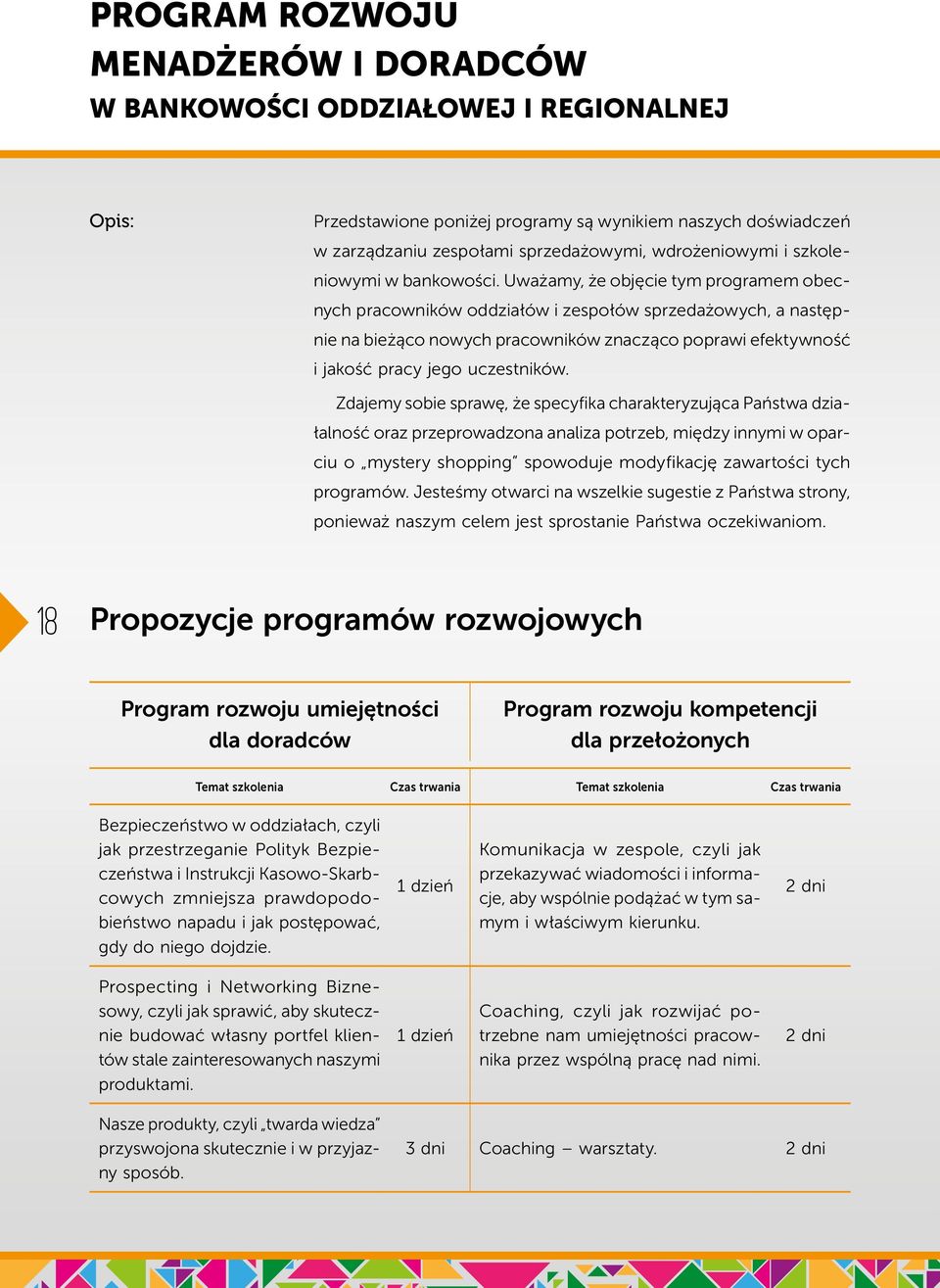 Uważamy, że objęcie tym programem obecnych pracowników oddziałów i zespołów sprzedażowych, a następnie na bieżąco nowych pracowników znacząco poprawi efektywność i jakość pracy jego uczestników.