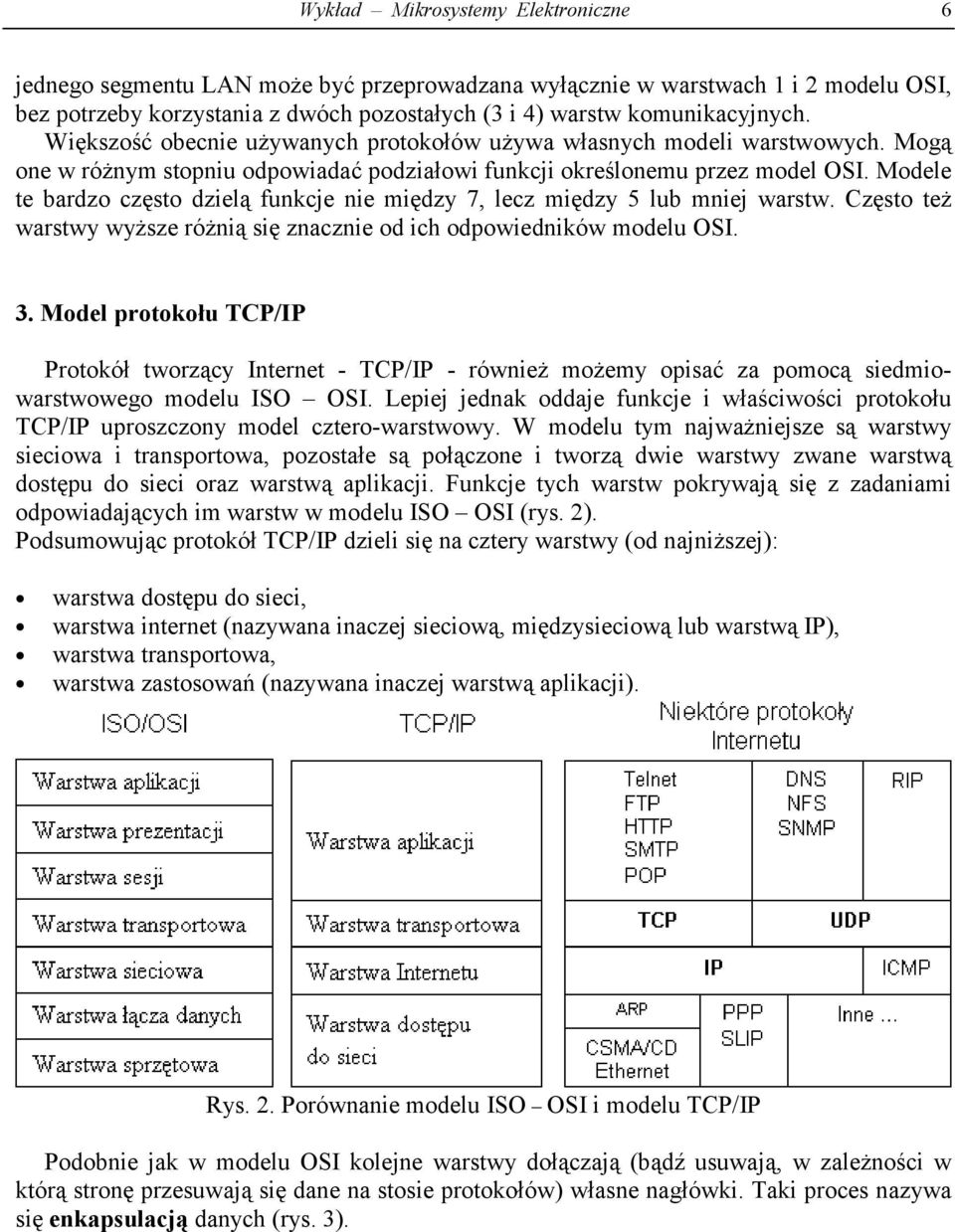 Modele te bardzo często dzielą funkcje nie między 7, lecz między 5 lub mniej warstw. Często też warstwy wyższe różnią się znacznie od ich odpowiedników modelu OSI. 3.