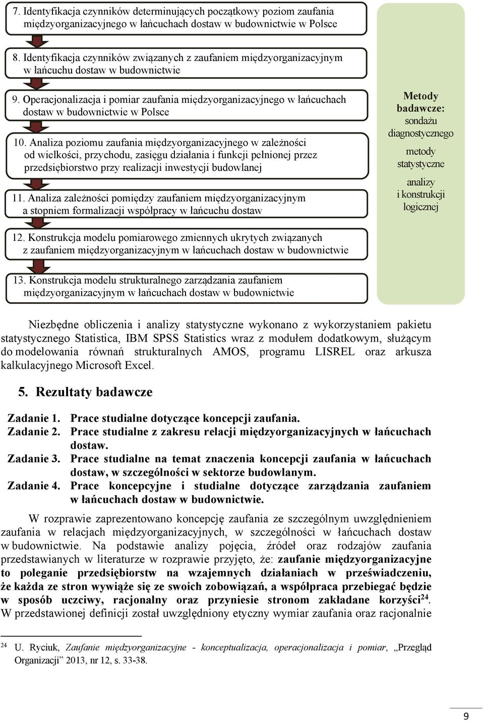 Operacjonalizacja i pomiar zaufania międzyorganizacyjnego w łańcuchach dostaw w budownictwie w Polsce 10.