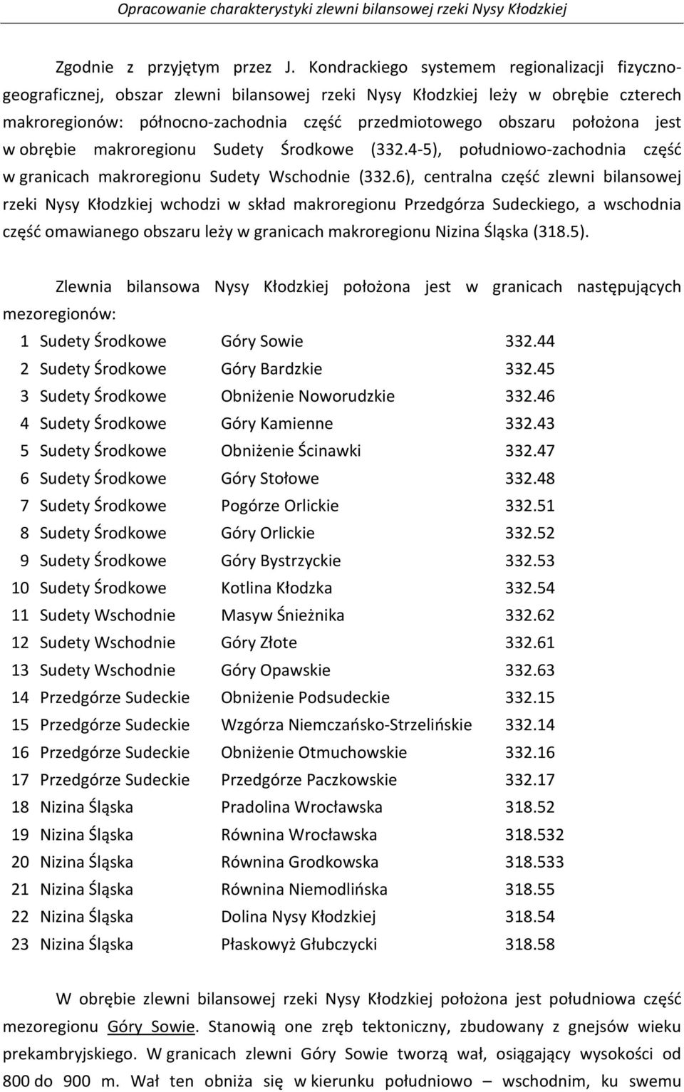 położona jest w obrębie makroregionu Sudety Środkowe (332.4-5), południowo-zachodnia część w granicach makroregionu Sudety Wschodnie (332.